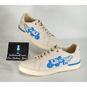 Coach Men's Beige Lowline Low Top Sneaker With Neon Rexy And Carriage Sz 8 346